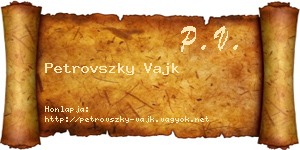 Petrovszky Vajk névjegykártya
